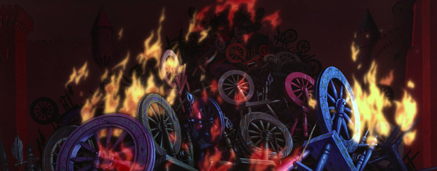 burned spinning wheels